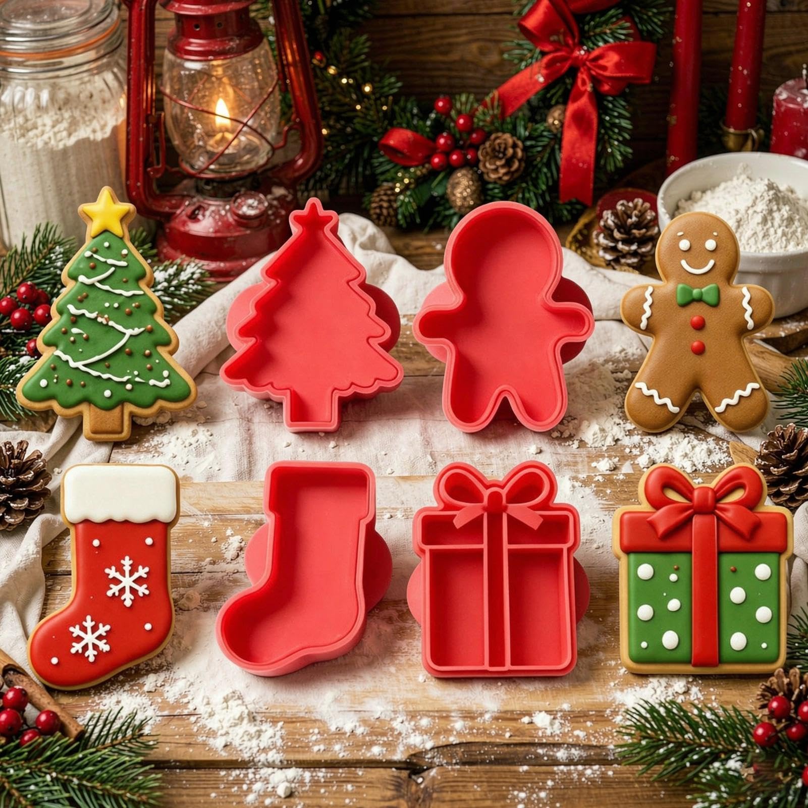 Molde de prensa de fondant de Navidad, herramienta para hornear galletas