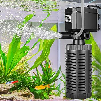 hygger 15-30 Gallon Little Submersible Aquarium Filter in-Tank Filtration with Aeration for Saltwater and Freshwater Fish Tank Internal Filters 232GPH