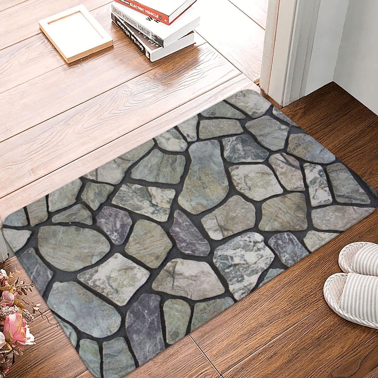 Flagstone Grey Stone Door Mat Bath Kitchen Indoor Mat