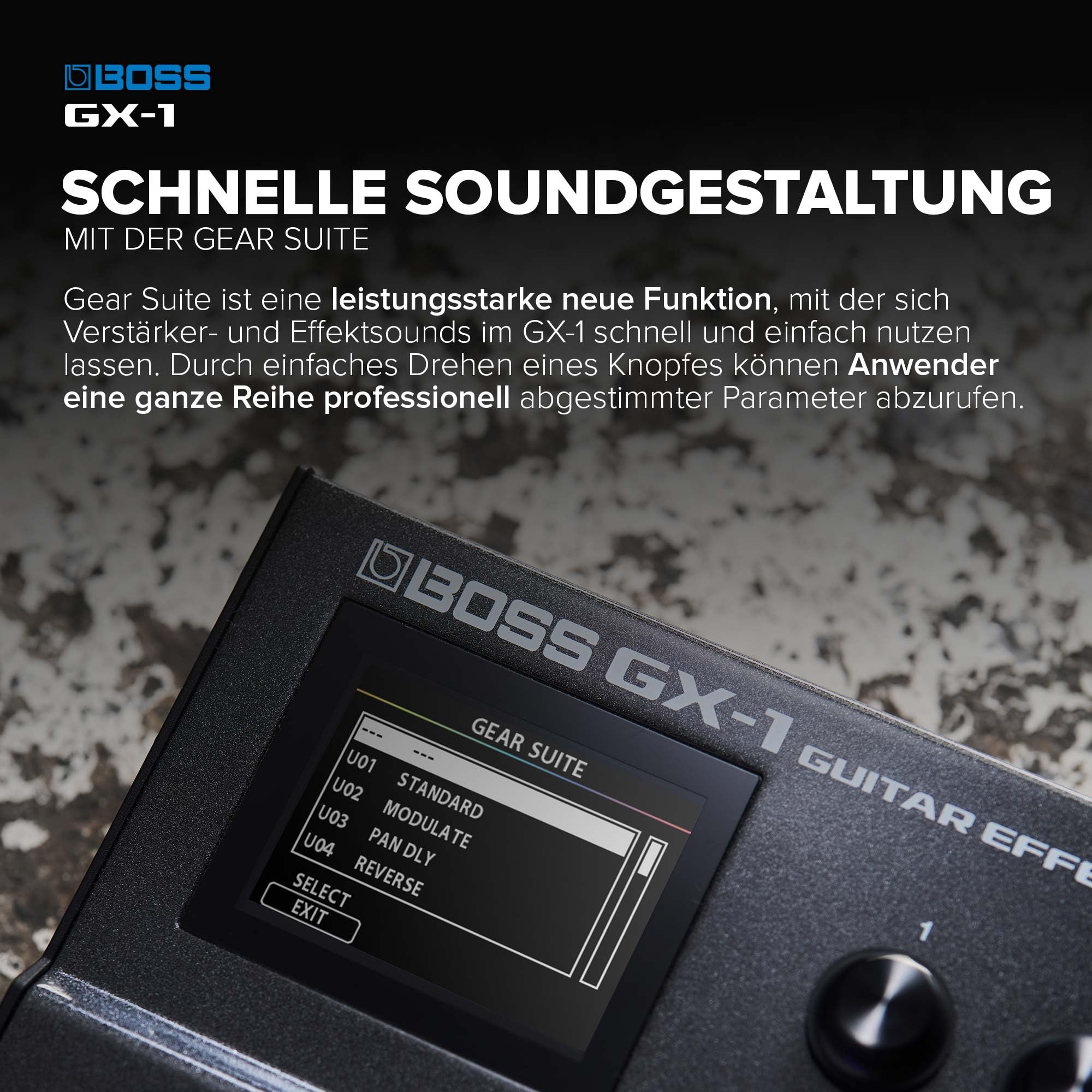 BOSS GX-1 | Ultraportabler Gitarren-Effektprozessor | Legendäre Verstärker & Effekte | Hochwertige AIRD Soundengine | Ideal für Gitarren-Einsteiger | Bluetooth | Flexible Stromversorgung