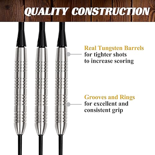 Miniatura 4 de Barrington - Diana de dardos de varios estilos premontada, colección de gabinetes de dardos de madera con cerdas de 18 pulgadas y juego de dardos de