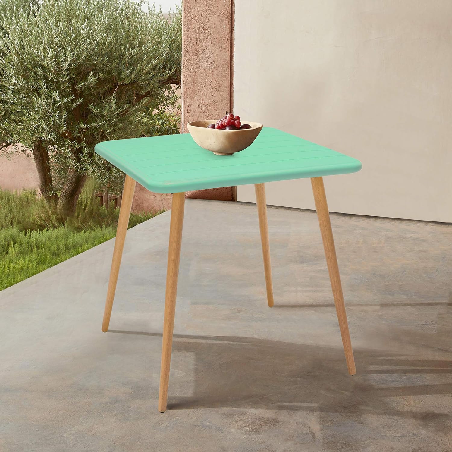 Armen Living LCNADIMINT Nassau Square Outdoor Mint Green Eucalyptus Dining Table