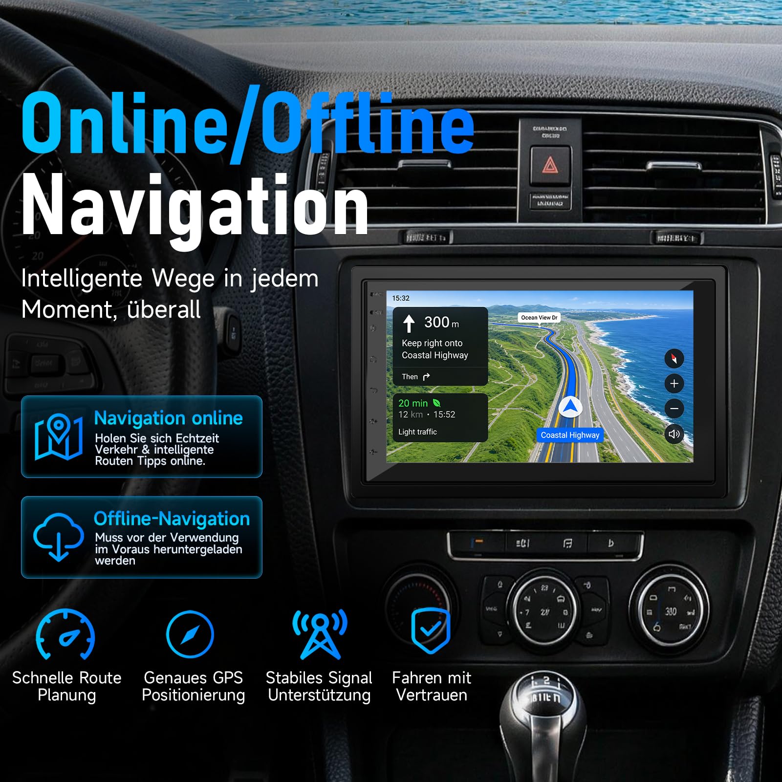 Haudio 2 Din Autoradio mit Wireless CarPlay & Android Auto, 7 Zoll IPS Bildschirm, GPS, Sprachsteuerung, LFB, FM/RDS/AM,25 UI-Designs,Rückfahrkamera, 2+64GB, für alle PKW Fahrzeuge(Aktualisierte CPU)