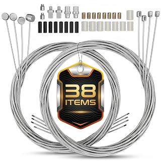8 Pcs Bike Brake Cable Kit with Bike Shifter Cable – Stainless Steel Wire Set, Complete 38-Piece Inner Replacement Set with 4 Brake Lines (1800mm x 1.5mm) + 4 Gear Shift Wires – Fits Road, MTB & BMX