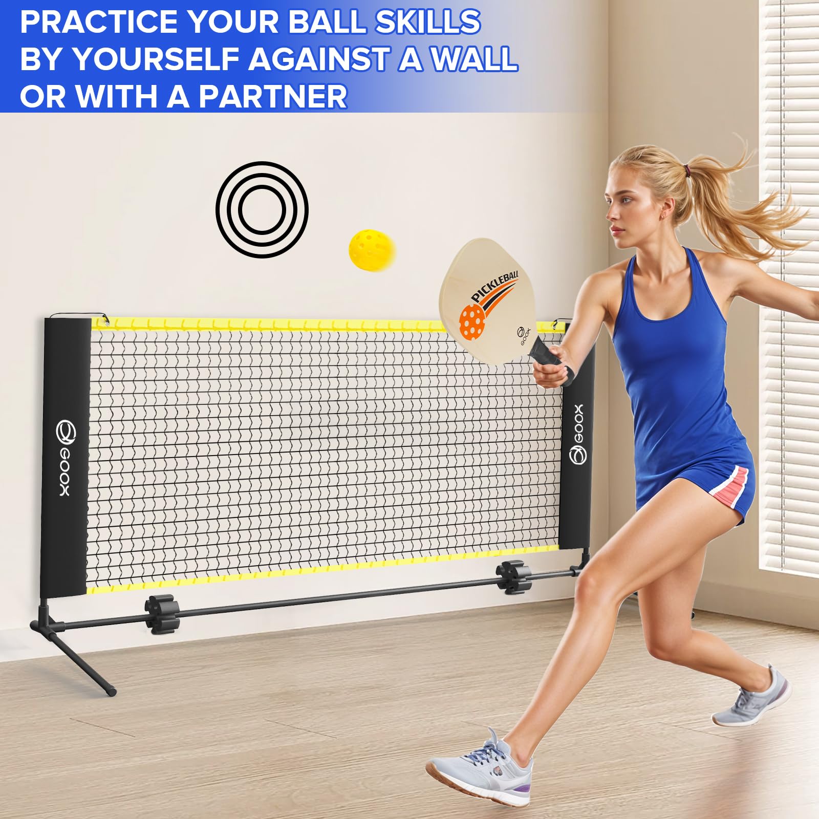 GOOX 6FT Small Mini Pickleball Net Set - Quick Setup Indoor/Outdoor Portable Practice Net
