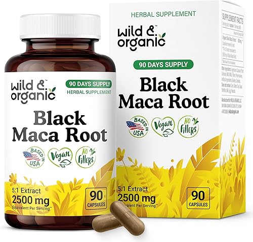 Miniatura 9 de Wild & Organic Cápsulas de raíz de maca negra, 60 unidades, suplemento de apoyo a la salud general