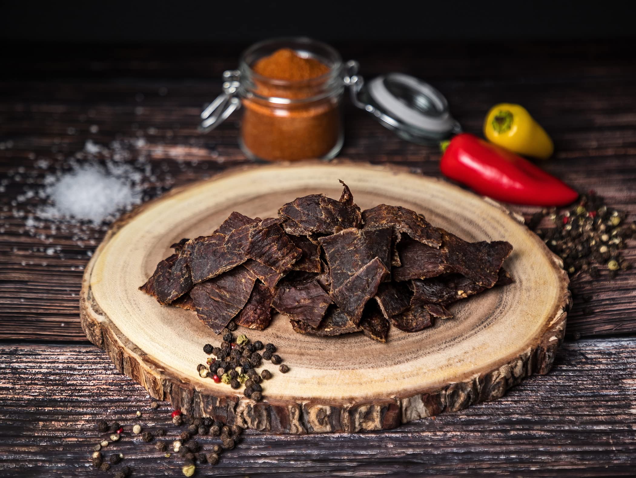 Craftsman Beef Jerky Pepper | Trockenfleisch aus Deutschland - Bayern | Set 5 x 100g = 500g | 100% natürlich ohne Zucker | 100% Rind | High Protein 68% | Dörrfleisch Pfeffer
