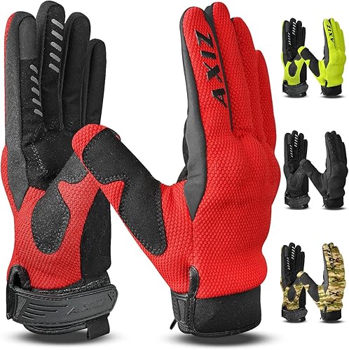 AXIZ Guantes de motocicleta para hombres y mujeres, guantes de ciclismo protegidos para pantalla táctil para MTB BMX, motocross, carreras,