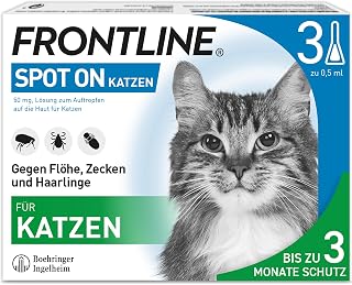 FRONTLINE Spot ON Katze gegen Zecken, Flöhe & Haarlinge - für alle Größen | 3x Pipetten für bis zu 3 Monate Schutz - einfache Anwendung, gute Verträglichkeit - wasserfest