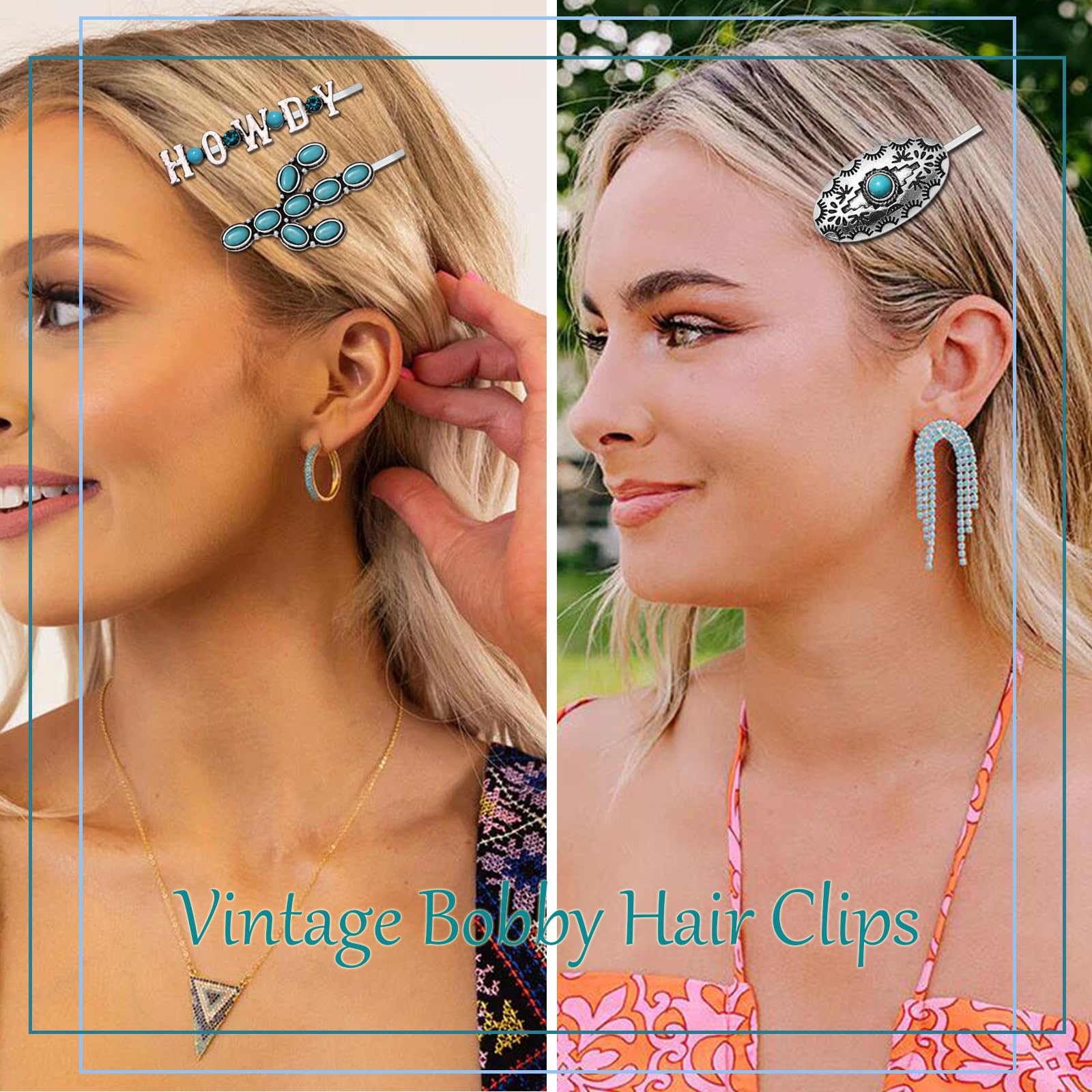 Amazon.com : Western Turquoise Hair Clips Southwestern 