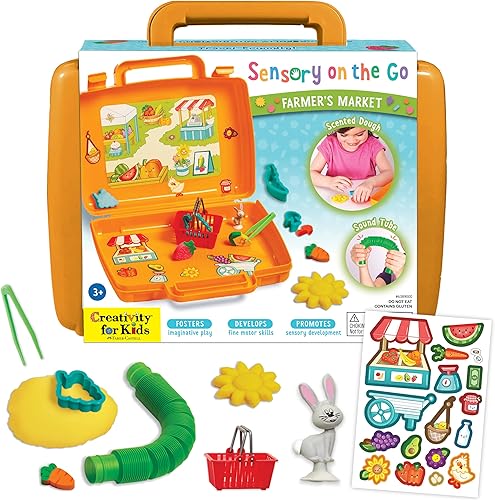 Creativity for Kids Sensory On The Go Farmers Market - Kit sensorial de aprendizaje preescolar y para niños pequeños, actividades sensoriales para