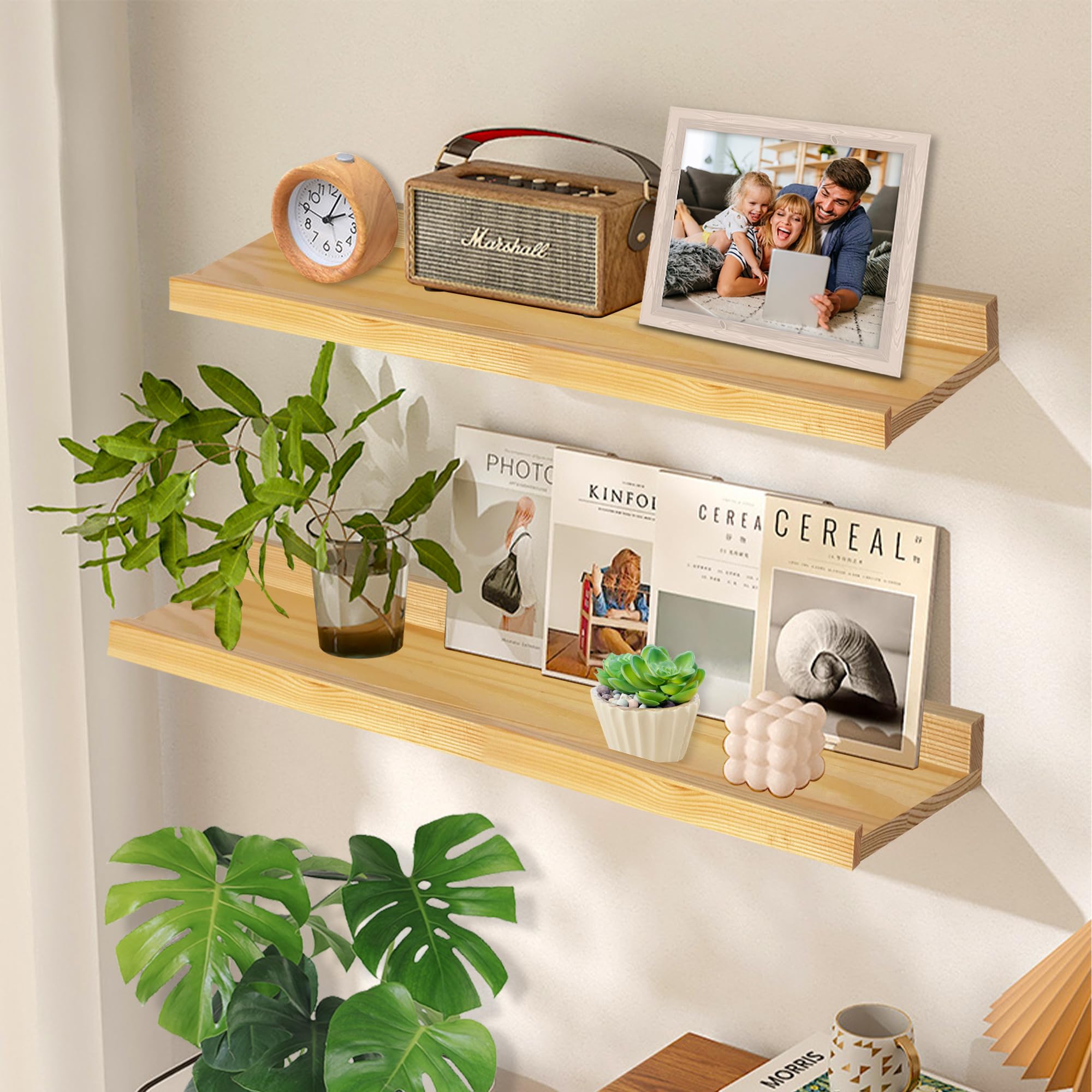 LAMO Manufaktur Étagère flottante murale bois avec fixation invisible Etagere 40 cm largeur Couleur: rustique, Bord: droit - Maison LAMO Manufaktur Étagère flottante murale bois avec fixation invisible Etagere 40 cm largeur Couleur: rustique, Bord: droit - Maison