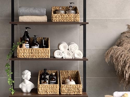 Miniatura 8 de StorageWorks Cestas de mimbre para almacenamiento y cesta de hierba marina de 2 niveles