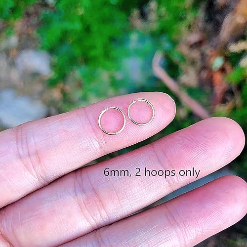 Miniatura 4 de 6mm Cartilage Helix Tragus Nose Small Gold Huggie Hoop Earrings for Women,22 Gauge