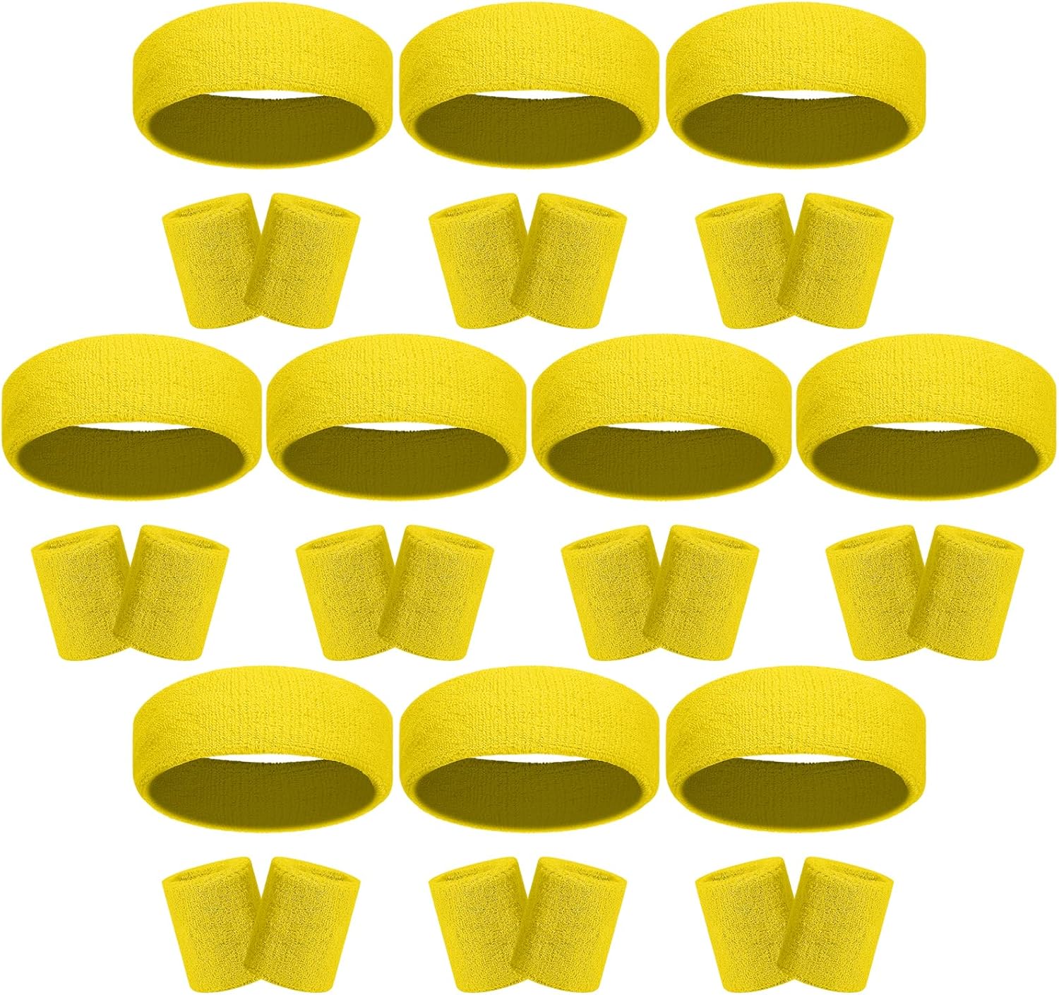 30 Pcs Sweatbands Wristbands Set Absorbent Terry Cloth Headbands Wristbands Neon Color Striped 80s Athletic Sweatbands for Sports Gym Exercise