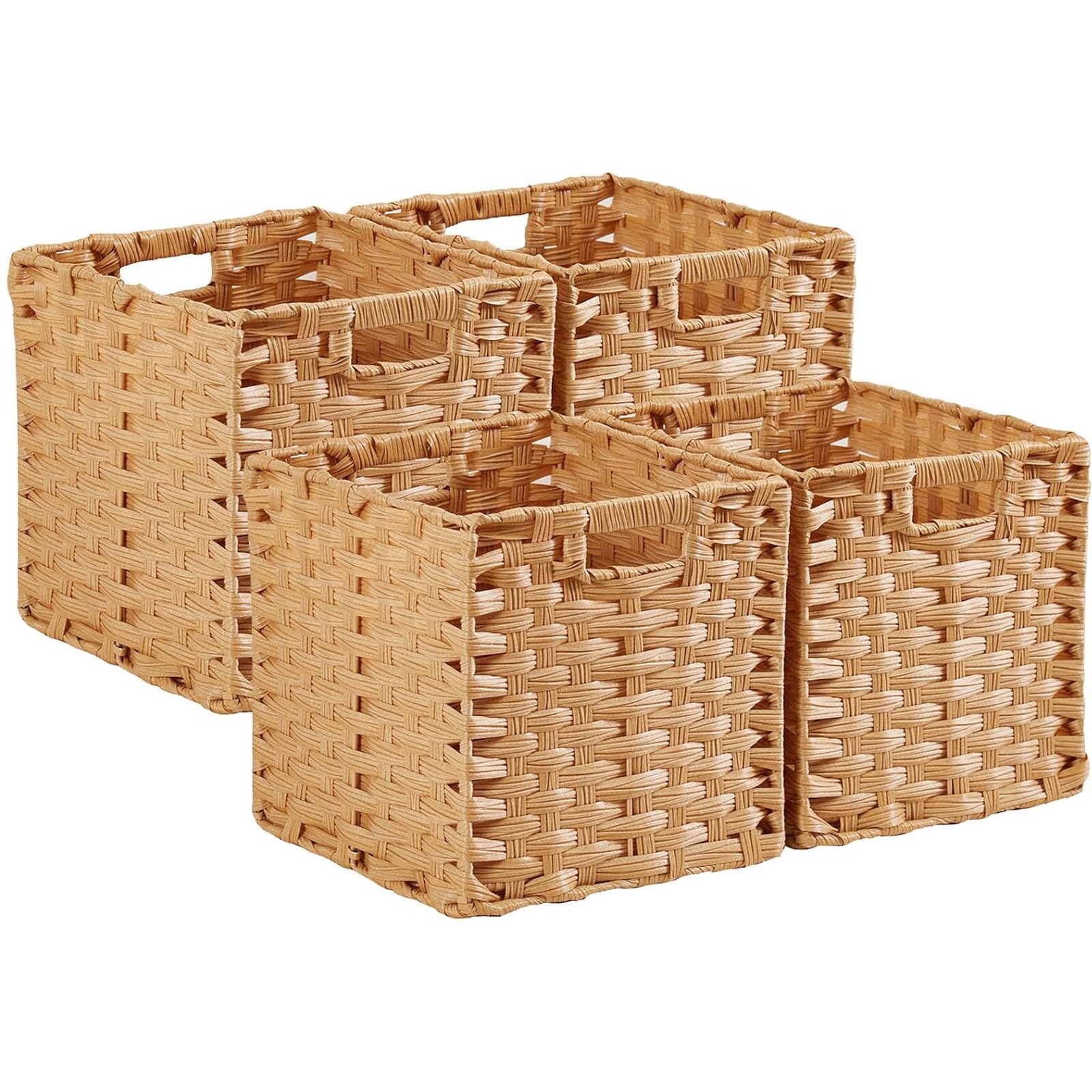 Mangata 31 cm große Aufbewahrungskörbe, Rattan-Effekt, geflochtenes Polyrattan-Material, Schrank-Organizer, 31 x 31 x 31 cm, Anti-Schimmel, leicht zu reinigen (Popcorn, 4 Stück)
