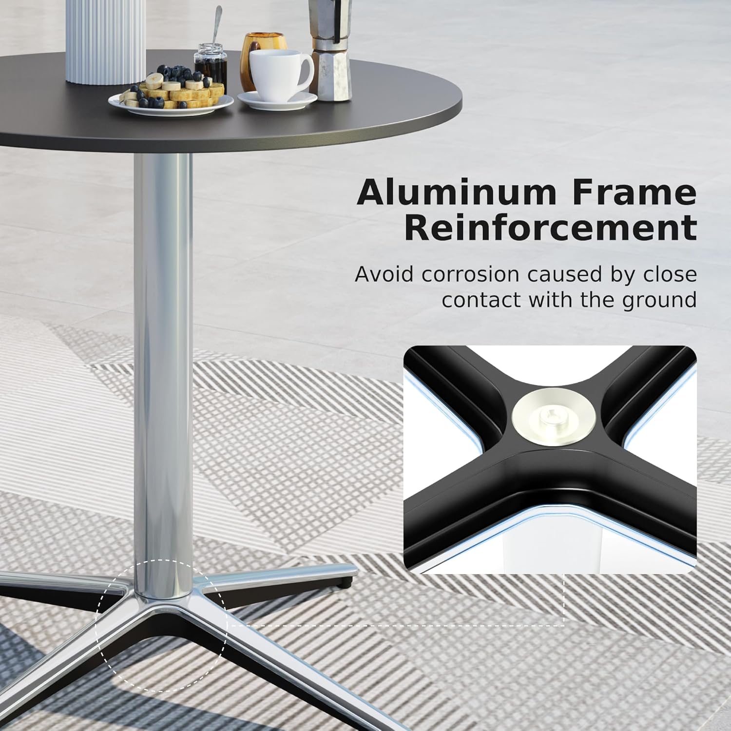 MFSTUDIO Outdoor Patio Bistro Table, Round Patio Dining Table for 2 to 4, 30" Metal Outdoor Side Coffe Table for Balcony Backyard Patio Garden or Indoor