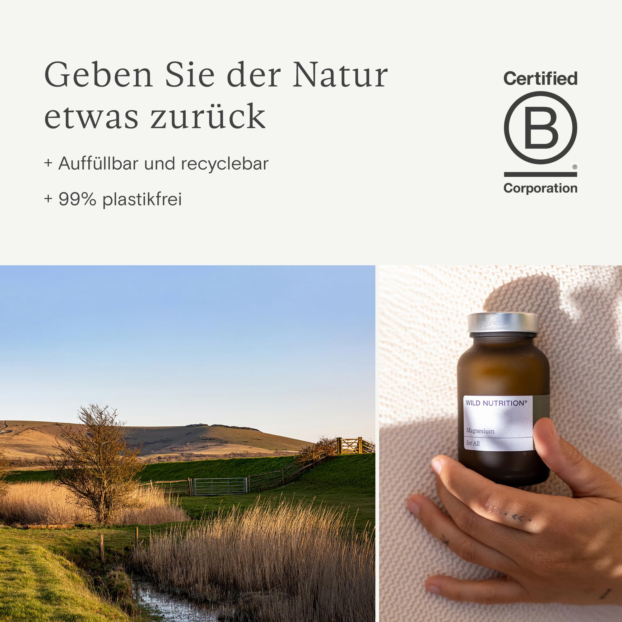WILD NUTRITION Food-Grown® Vitamine für die Stillzeit | Vitamine für Energie und Immunstärkung nach der Geburt | Vitamin B6, Zink, Eisen und Selen | Bockshornklee & Brennnessel | 90 Kapseln