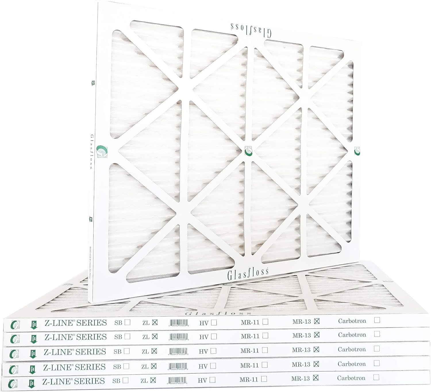 Glasfloss 20x25x1 MERV 13 Pack of 6 AC or HVAC Pleated Air Filter
