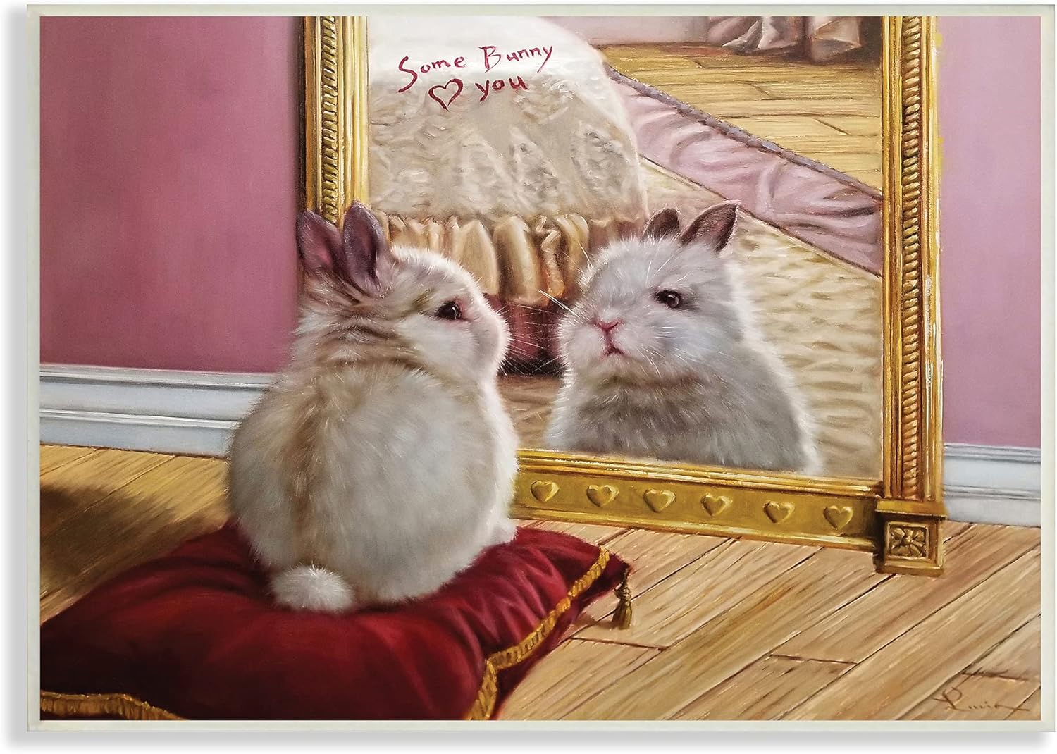Stupell Industries Some Bunny Loves You Adorable Rabbit in Mirror