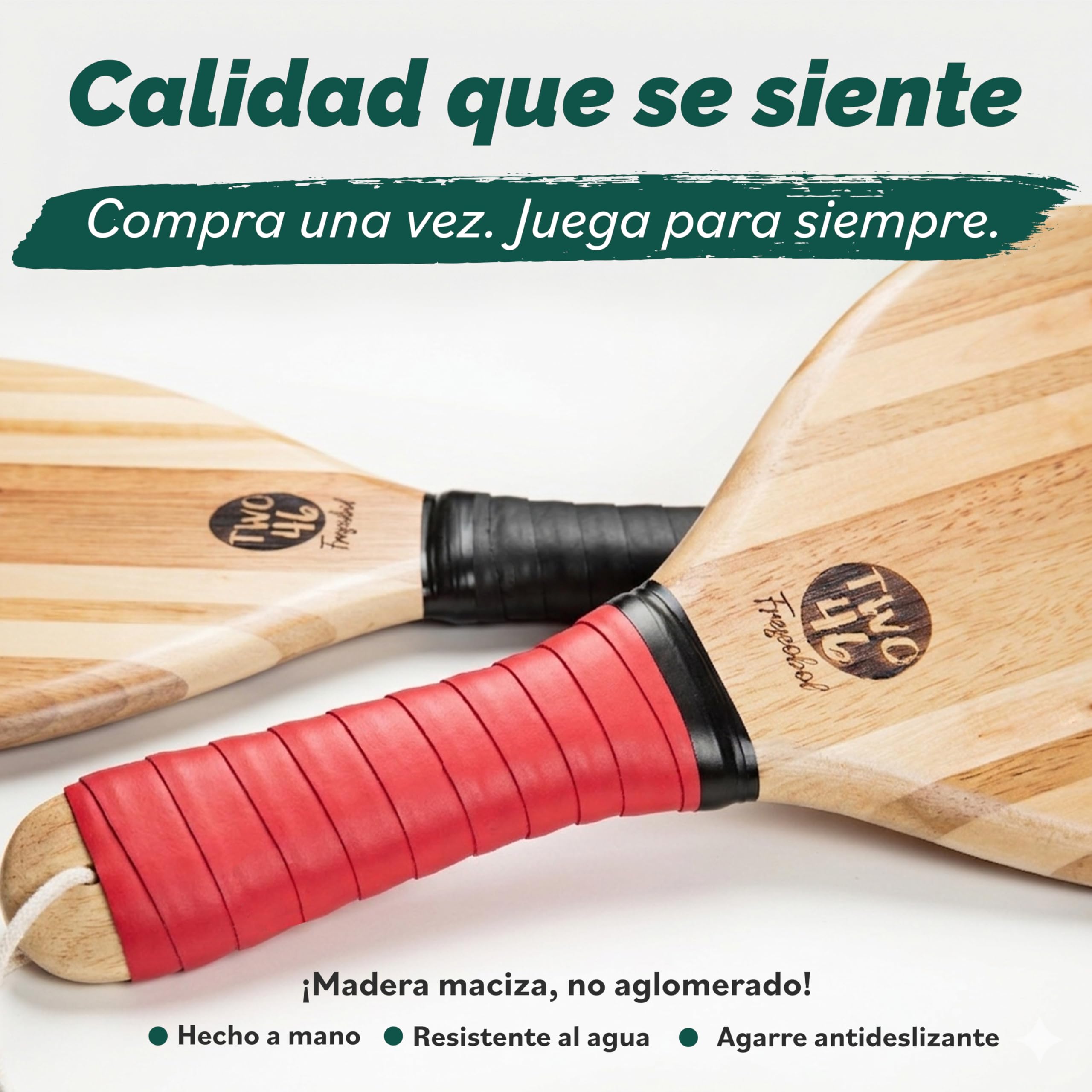 Set de Palas de Playa Premium Frescobol Palas de Madera Hechas a Mano con Bola y Funda
