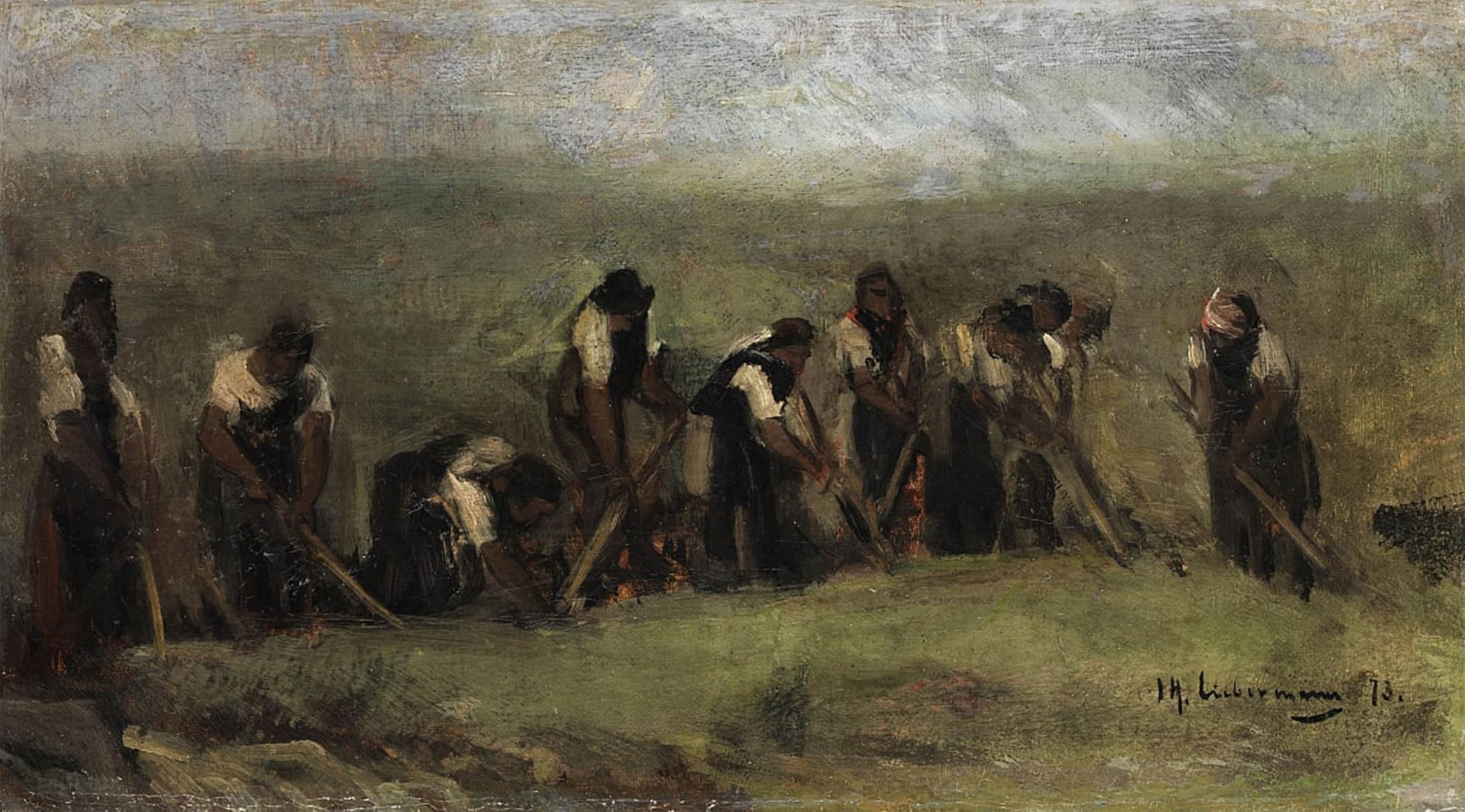 RZHRHJES Abstract Painting Poster Art Print Canvas Print Poster Workers in the Rübenfeld by Max Liebermann Landscape Canvas Painting for Home Decor 60x90cm