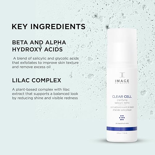 Miniatura 5 de IMAGE Skincare, Clear Cell Tónico salicílico clarificante, tónico matificante para poros, enrojecimiento y exfoliación ligera para pieles propensas