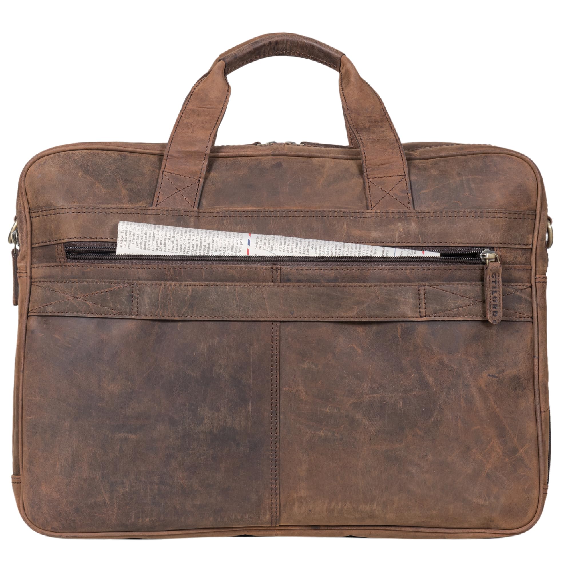 STILORD 'Ansgar' XL Rauleder Aktentasche zum Umhängen für Herren und Damen ideal als Lehrertasche Ledertasche 17-18 Zoll Laptop-Tasche Business oder Ordnertasche Echtleder