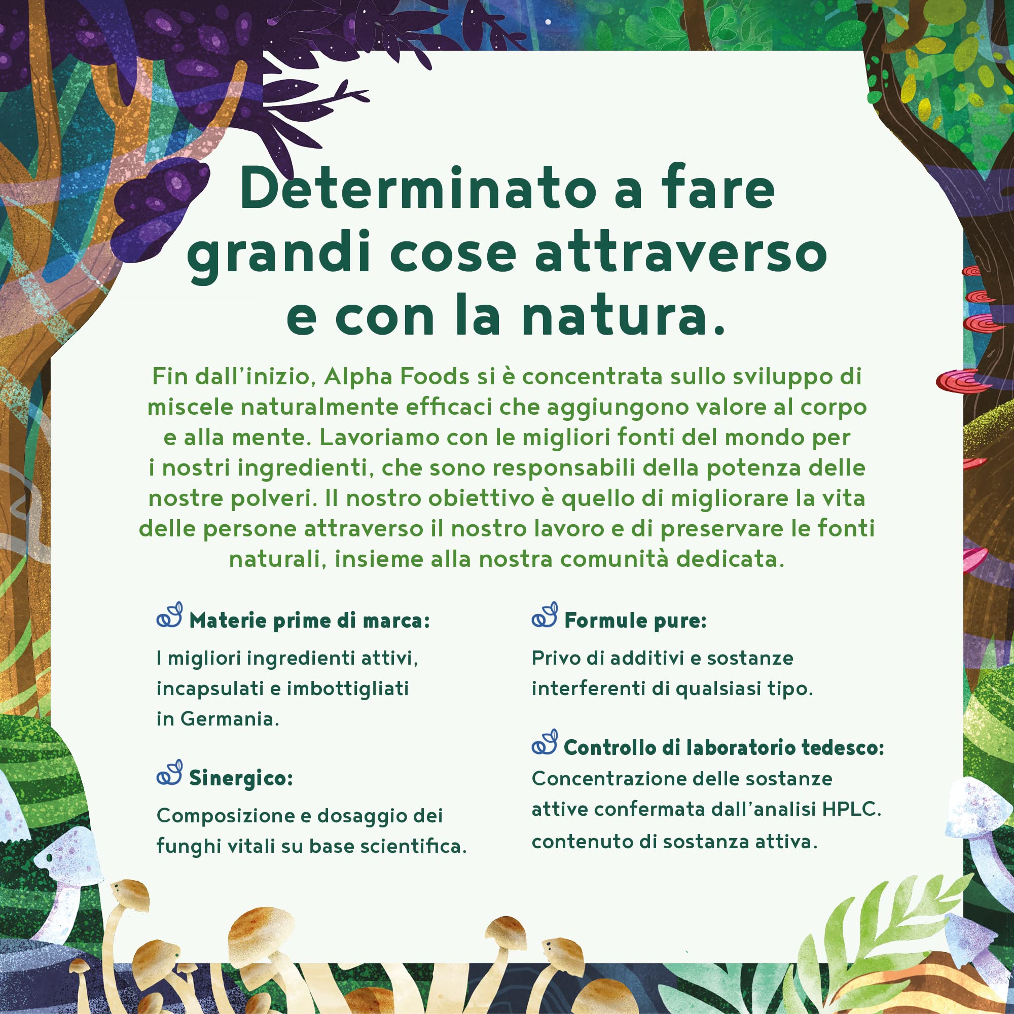 Funghi Funzionali con Maitake, Funghi Shiitake, Cordyceps, Fungo Reishi, Agaricus, Lions Mane | Integratore Multivitaminico Completo per Difese Immunitarie Adulti e Salute del Cuore | Alpha Foods