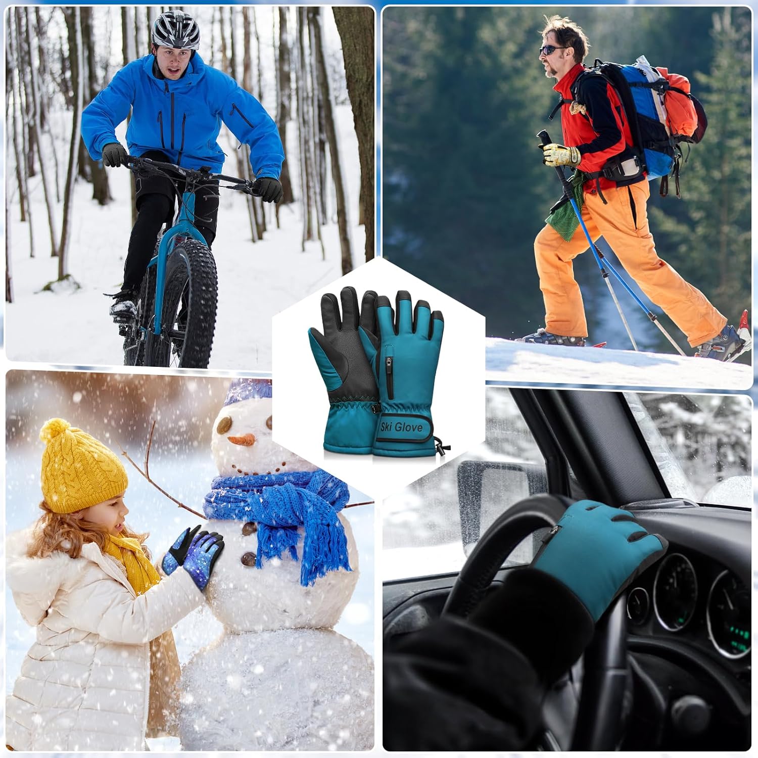 Snow Gloves,Ski Gloves Winter Warm and Waterproof Cold Weather Gloves-for Parent Boys Girls - Image 5