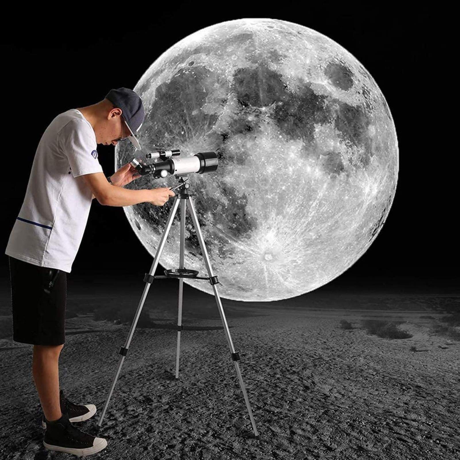 Telescopio para Adultos, telescopio de 70 mm para Principiantes y niños, Refractor para Ver la Luna, observar Las Estrellas, Actividades al Aire Libre, trípode y Soporte para teléfono Inteligente