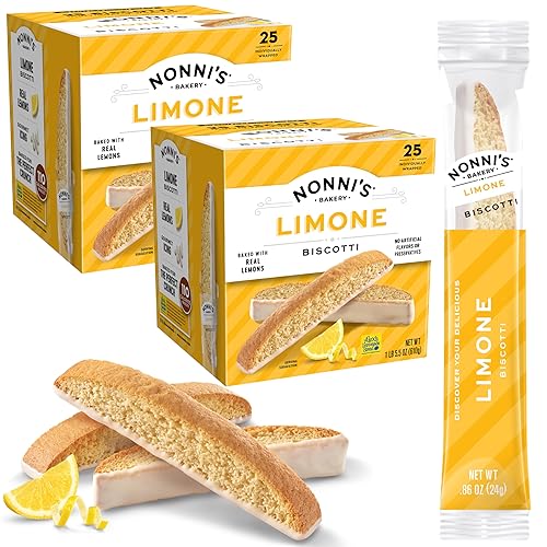 Miniatura 9 de Nonni's Limone Biscotti - Tina de galletas italianas envueltas individualmente, galletas italianas de biscotti, galletas de limón perfectas para té,