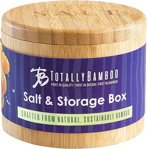 Miniatura 6 de Caja de almacenamiento de bambú con tapa giratoria magnética grabado con sal en la tapa