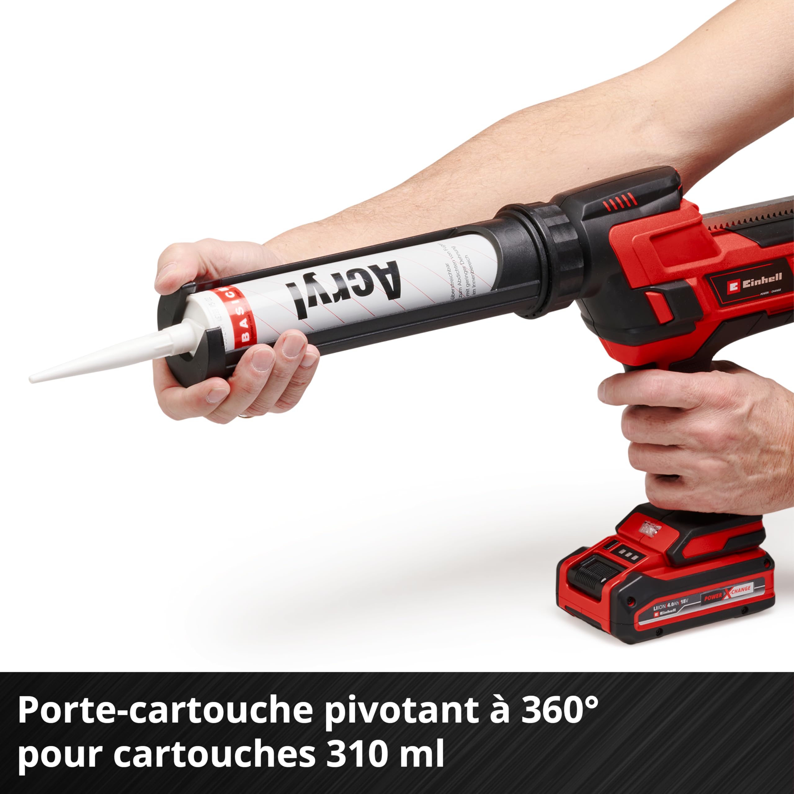 Einhell Pistolet à sceller sans fil TE-SG 18/10 Li-Solo Power X-Change (18 V, pour cartouches 310 ml, force de poussée max. de 2 000 N, vitesse réglable) Livré sans Batterie ni Chargeur