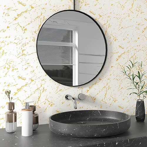 Miniatura 4 de YENHOME Lavish - Papel tapiz de mármol extraíble, para despegar y pegar, color oro blanco, autoadhesivo, para paredes de dormitorio, baño, vinilo