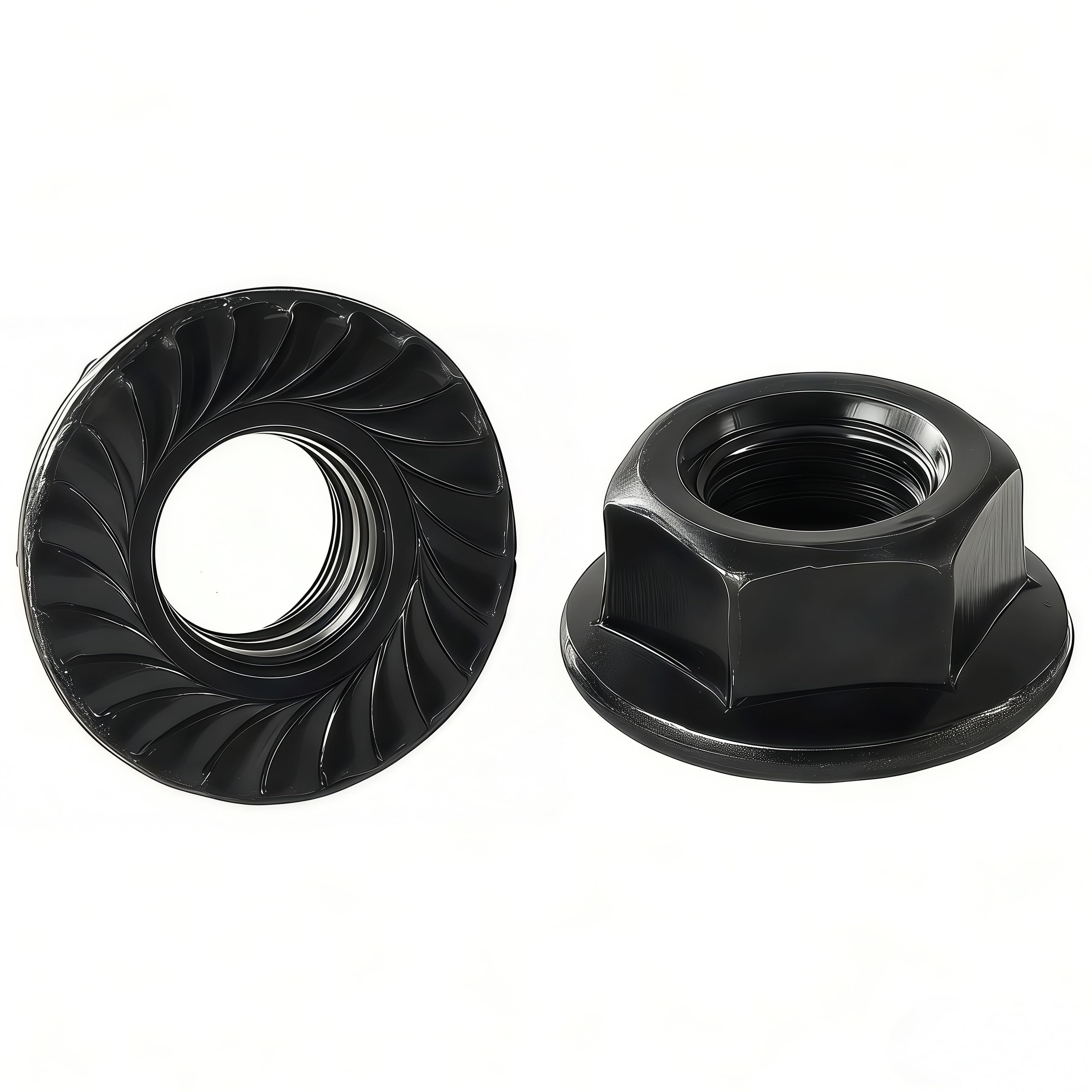 YIIFLY M10-1.5mm Metric Grade 10.9 Alloy Steel Serrated Flange Lock Nuts,Heat Treated,Black Oxide Finish,10PCS — image 1
