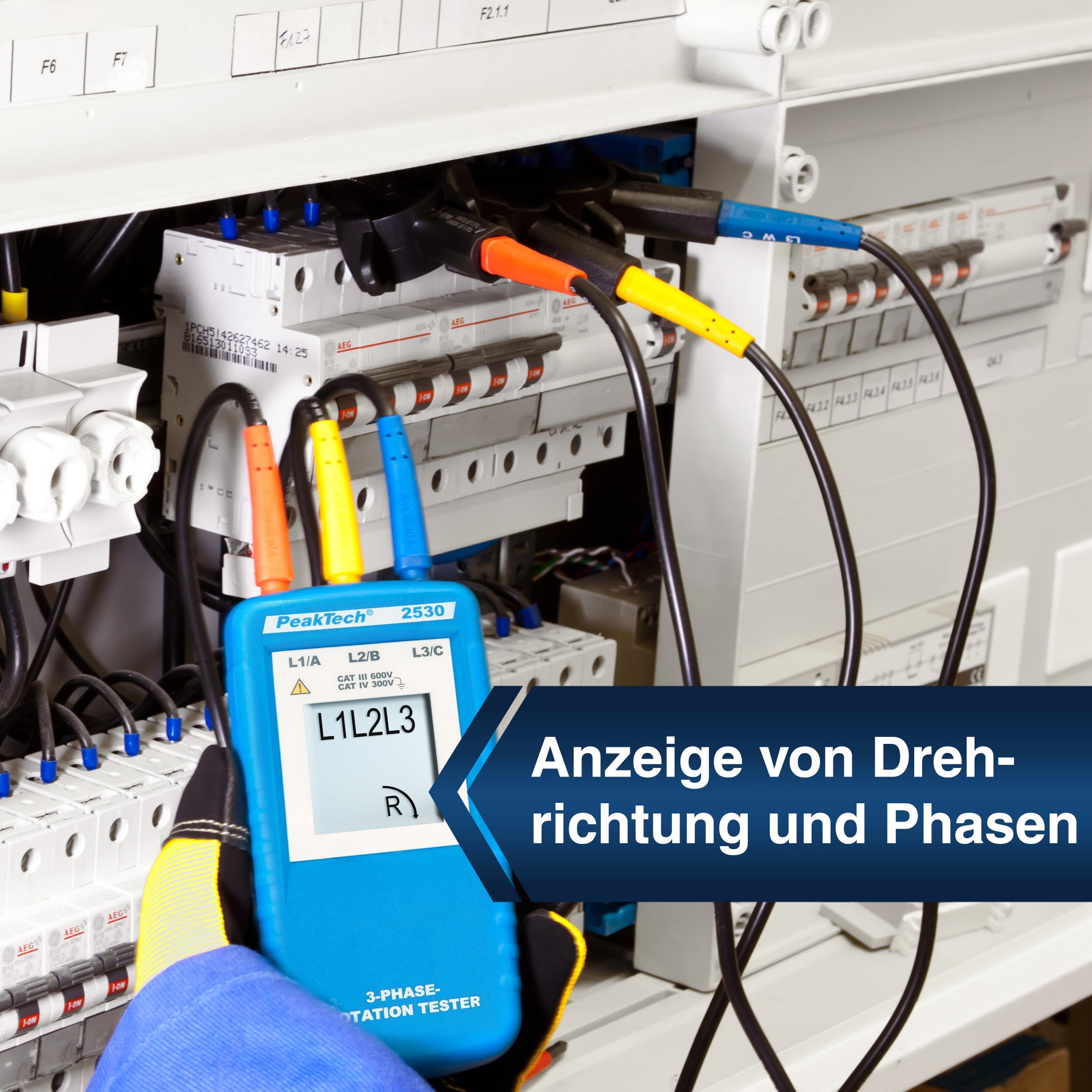 PeakTech P 2530, 3-Phasen-Drehrichtungsanzeiger