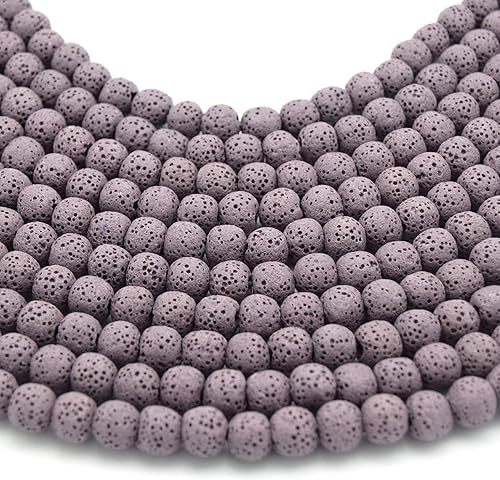 Miniatura 4 de | Cuentas de lava redondas moradas de 0.394 in para la fabricación de joyas, piedra semipreciosa, piedra de dragón, cuentas de piedras preciosas,