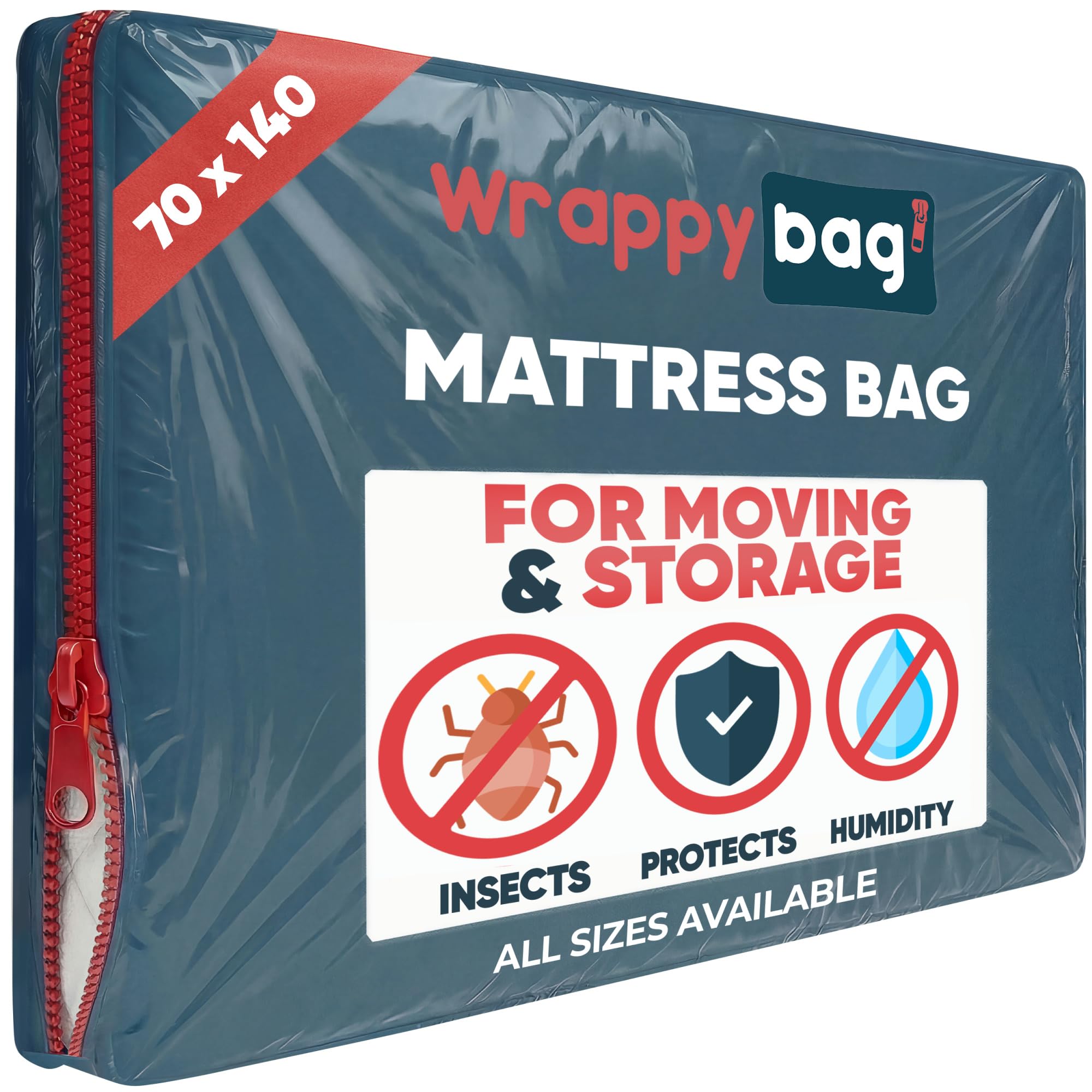 WRAPPYBAG – Opaque Plastic Mattress Storage Bag – Heavy-duty mattress bag – Durable Storage Bag – Moving house essentials, for Storage & Transport - Toddler 70 x 140 cm