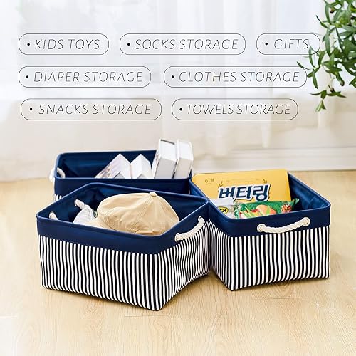 Vista 32 de Caja de almacenamiento para estantes, paquete de 6 canastas pequeñas de tela para organizar, cubos de almacenamiento plegables con asas para Blanco