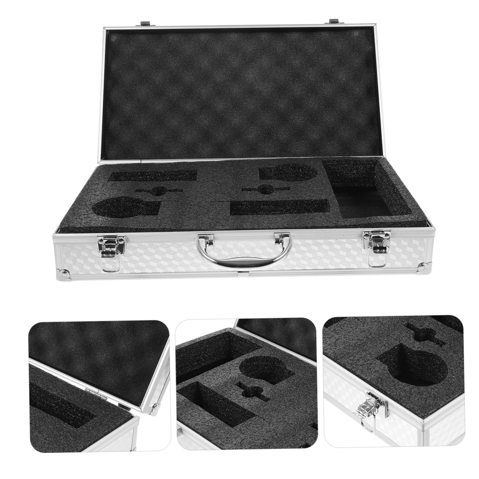 Tragbarer Elegantes Design für Sicheren Aluminiumgehäuse Hartschalenkoffer mit 2 Fächern Stoßfeste Polsterung und Kompatibel mit Verschiedenen Modellen für Kabellose Mikrofone