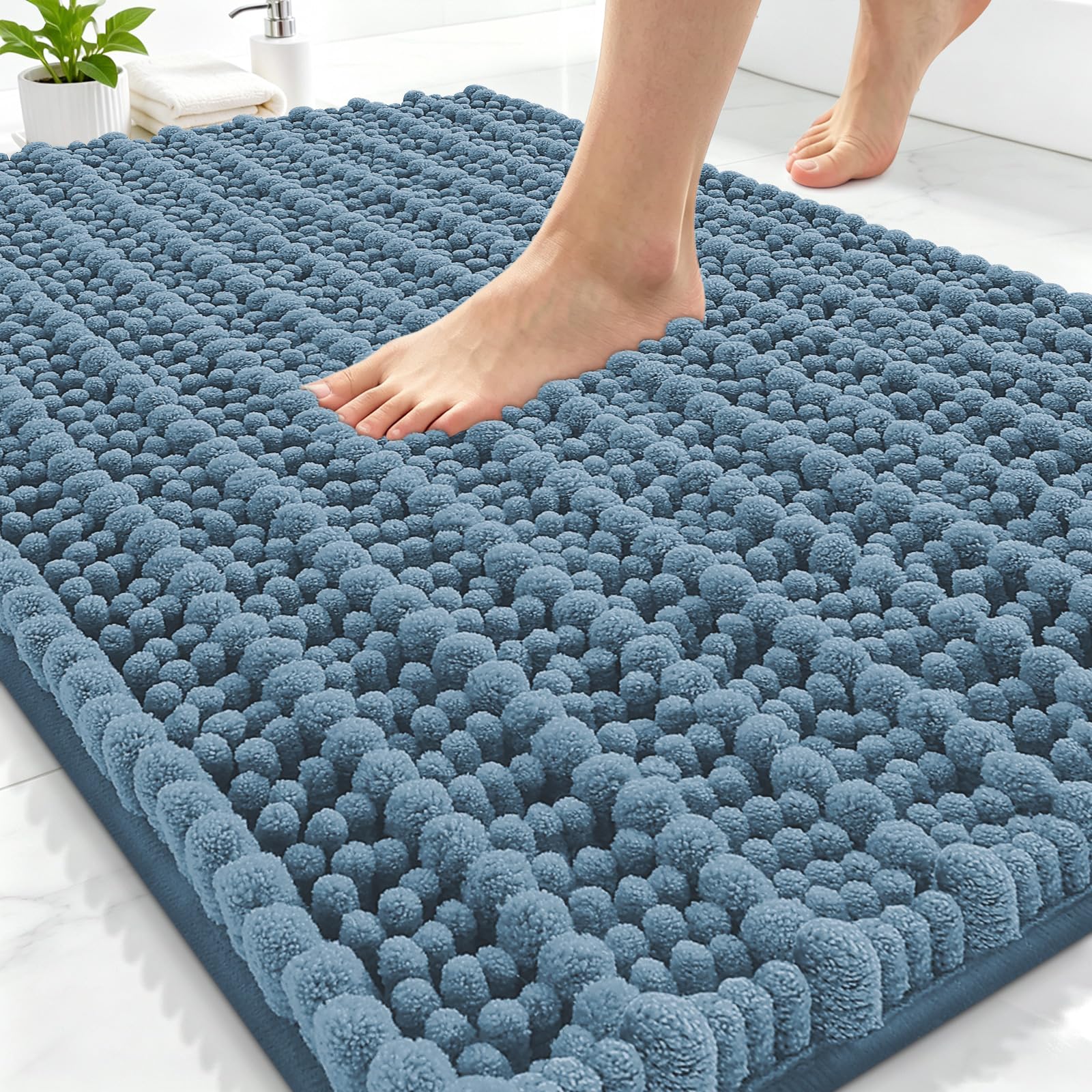 Smiry Bathroom Rugs 30X20, Extra Soft Rubber Backing Chenille Bath Mats