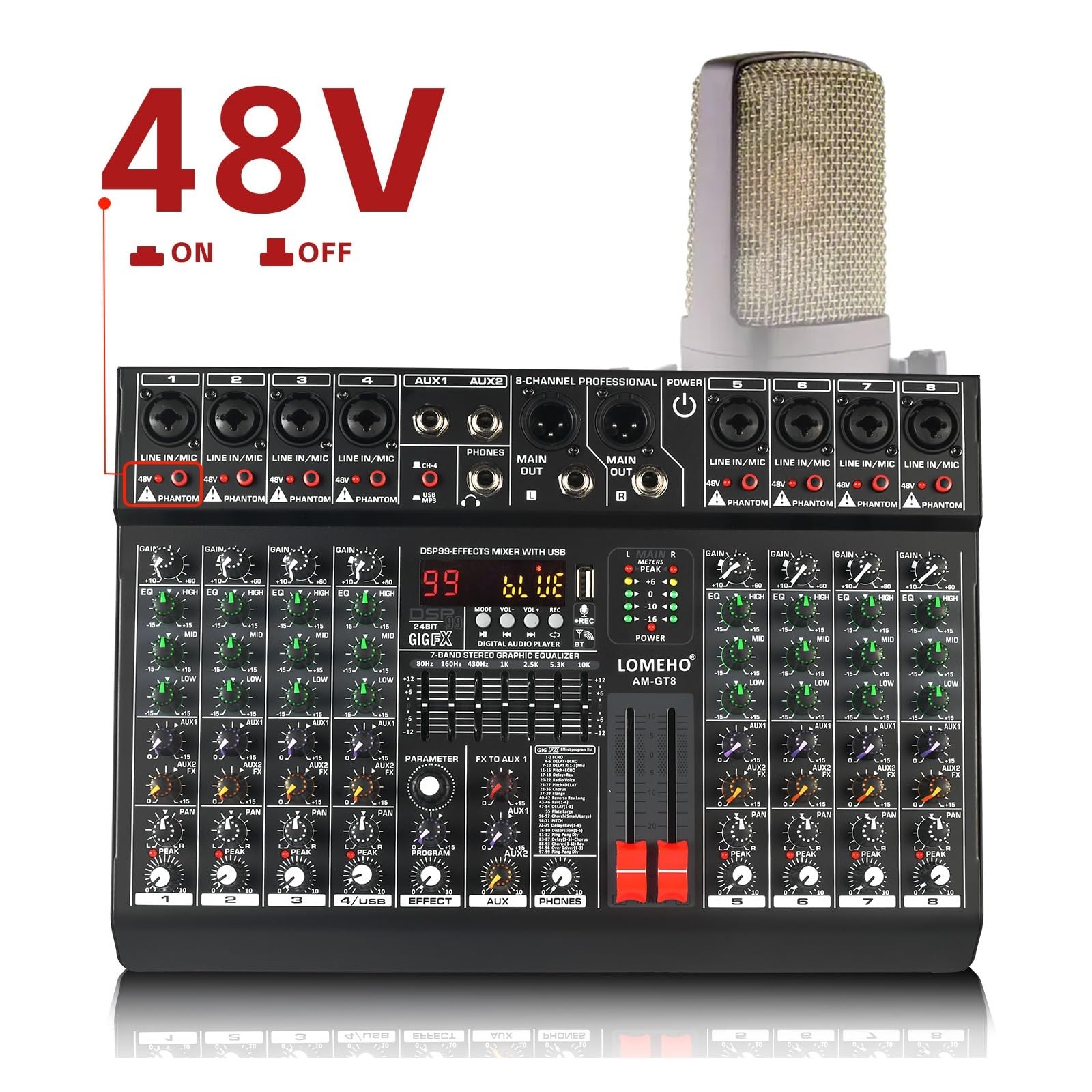 Amazon | オーディオミキサー オーディオ ミキサー 8 チャンネル