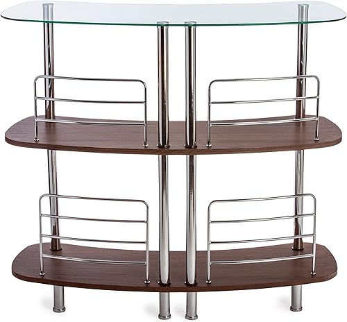 Miniatura 5 de Mango Steam Mesa Catalina de barra de licor contemporánea y moderna para entretenimiento en casa (tamaño mediano, transparente y marrón)