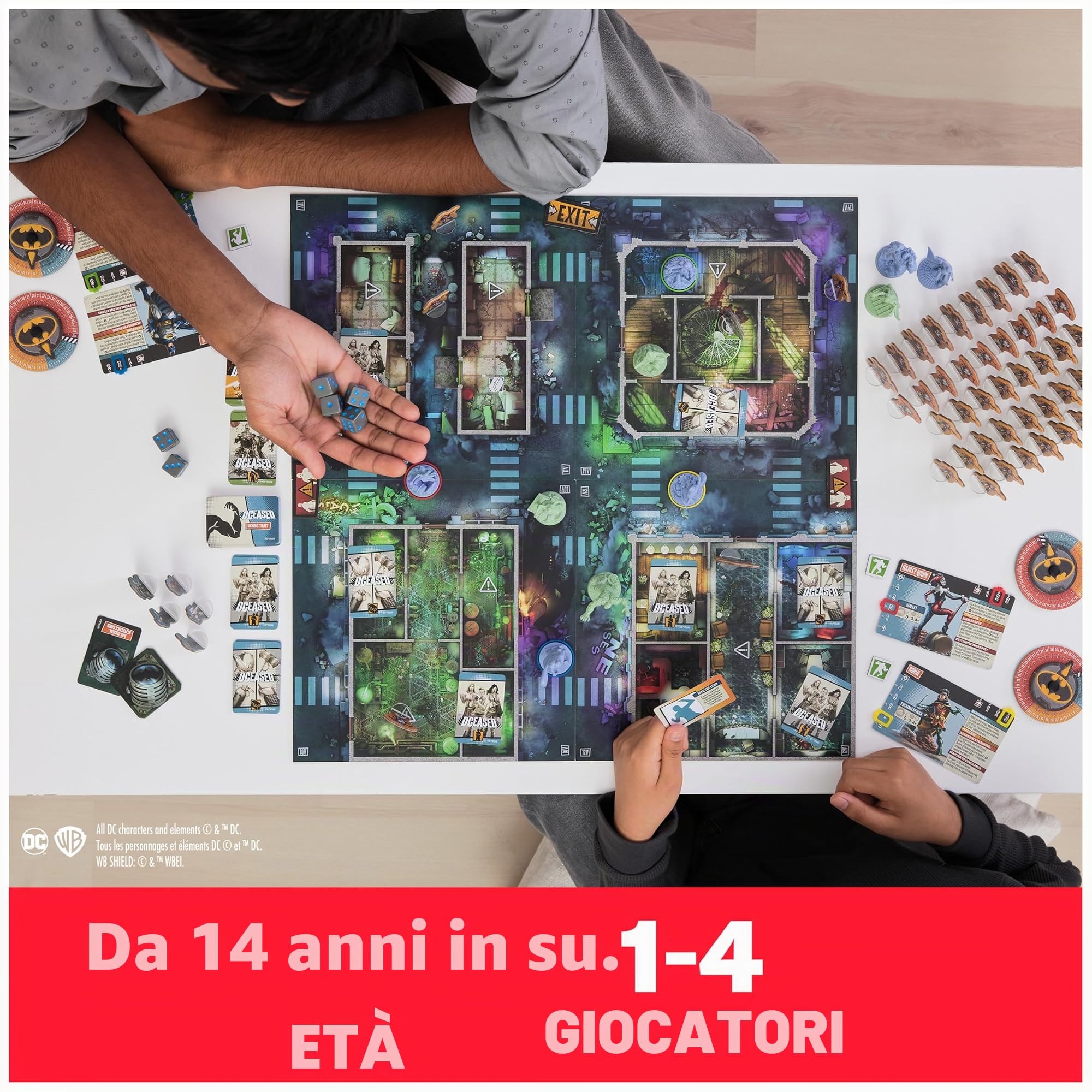 Spin Master Games, DCeased: Gotham City Outbreak, Gioco da tavolo di strategia della collezione Zombicide, con miniature DC Comics da collezione, 1-4 giocatori, dai 14 anni in su (versione inglese)