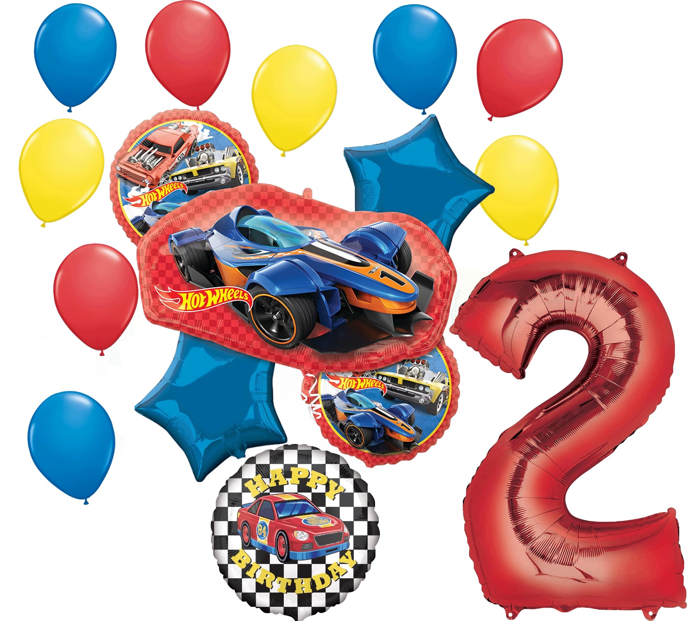 Anagram Hot Wheels Ultimate 2nd Birthday Party Balloon Bouquet Decorations, BQ_4252