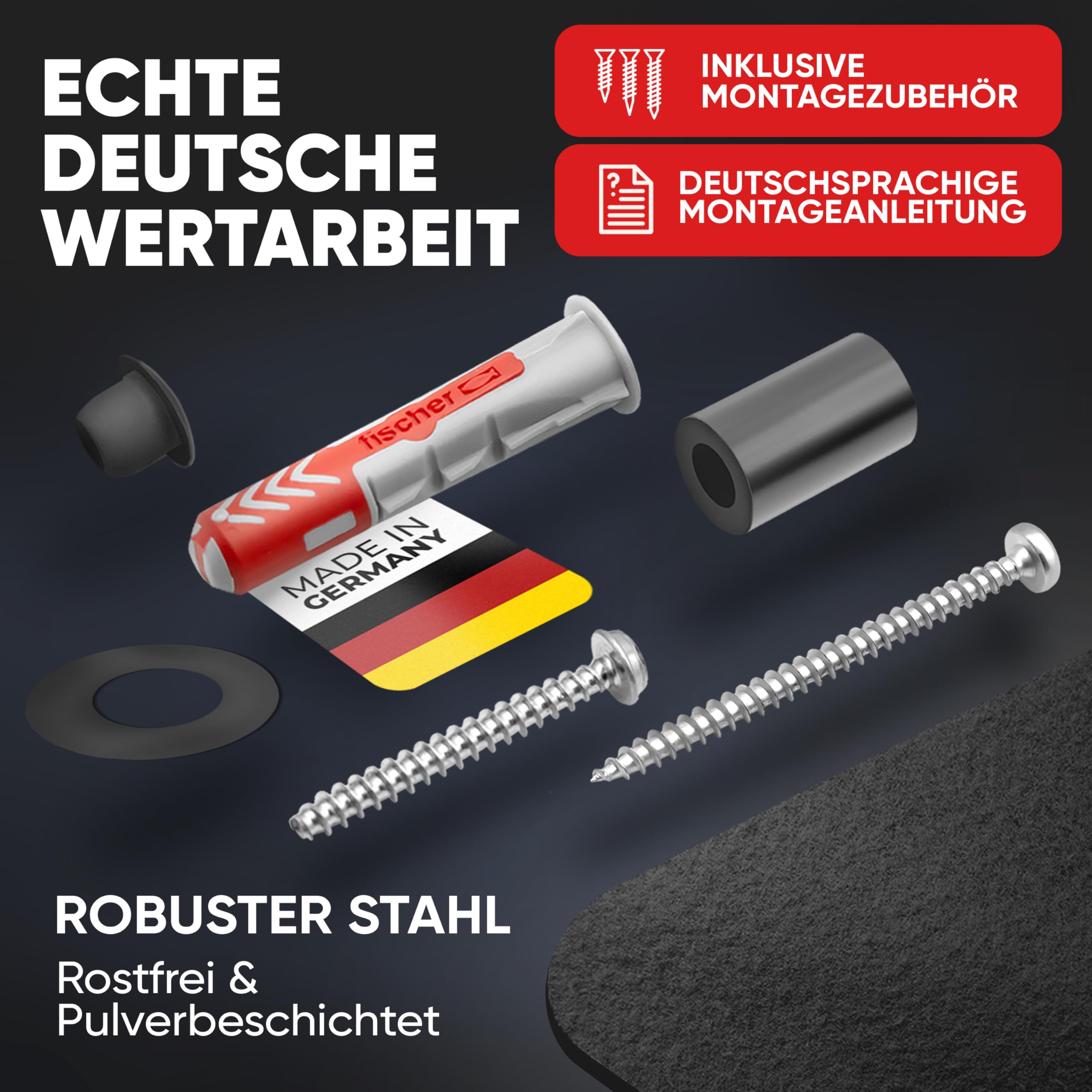 Adlerfokus Wandhalterung für Einhell Akkus & Ladegeräte [Made in Germany] Akkuhalter mit Premium Montagematerial - Akku Wandhalterung 18V - Einhell Akku Halterung Wand