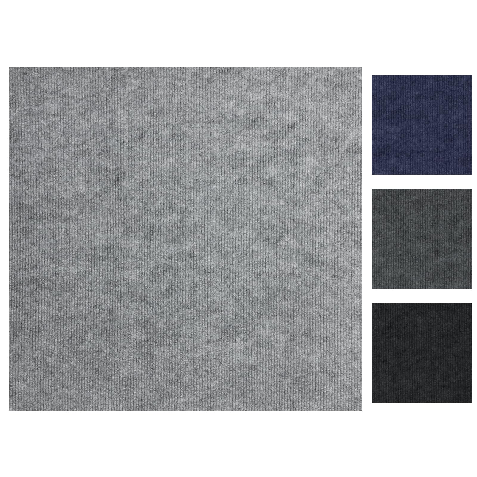 20PCS Carpet Tiles 5m2 Box Heavy Duty Carpet Floor Tiles Non-Slip Interior Floor Tiles 50X50cm for Flooring Home Office Living Room Bedroom Commercial Apartment (Adhesive Light Grey) — image 1
