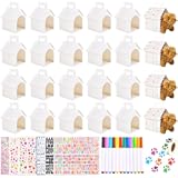 Dog House Treat Boxes, 28 Piece Party Favor Set, White Gift Boxes with Handle, DIY Craft Supplies
