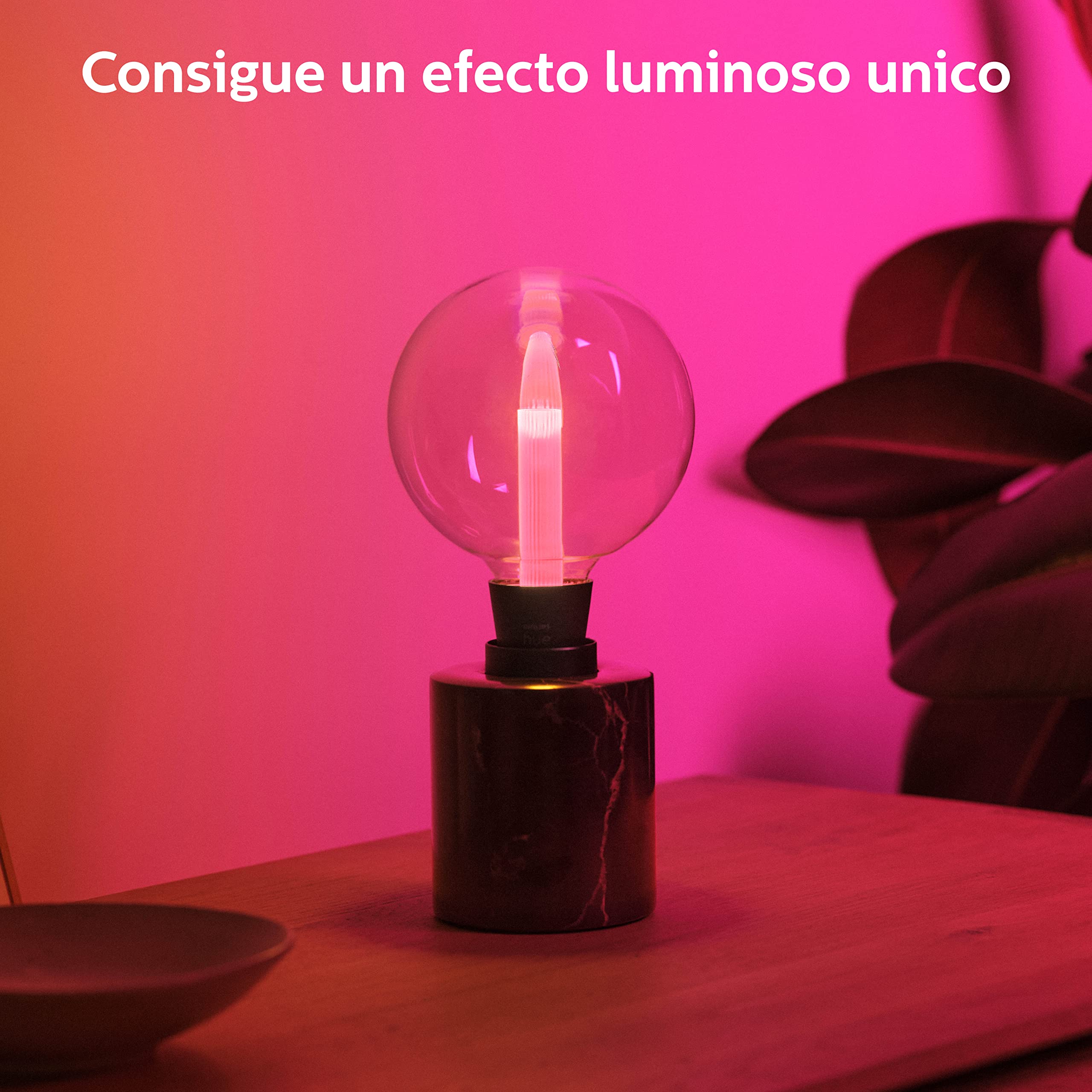 Philips Hue - Bombilla inteligente Lightguide E27 elíptica, Luz blanca y de colores, Bluetooth, compatible con Alexa y Google Home